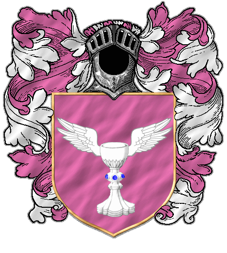 A white winged chalice on pink