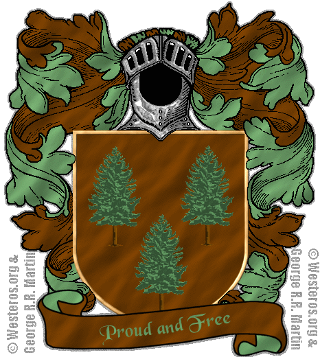 Three sentinel trees, green on brown